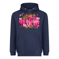 Navy breast cancer awareness pink pumpkins Heavyweight Hoodie - LillyAllenDesigns