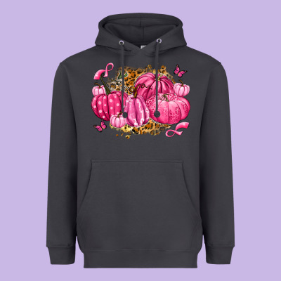 Breast Cancer Awareness Pink Pumpkins Heavyweight Hoodie Designed By Lillyallendesigns