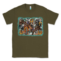 Army Green bucking bronco rodeo revolver western background Classic Tee - AdoDesignShop
