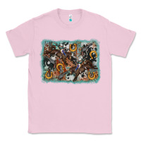 Bubblegum Pink bucking bronco rodeo revolver western background Classic Tee - AdoDesignShop