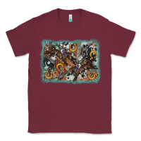 Burgundy bucking bronco rodeo revolver western background Classic Tee - AdoDesignShop