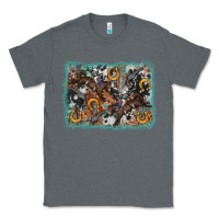 Charcoal Heather bucking bronco rodeo revolver western background Classic Tee - AdoDesignShop