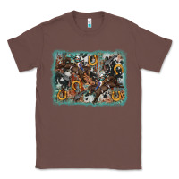Chestnut bucking bronco rodeo revolver western background Classic Tee - AdoDesignShop