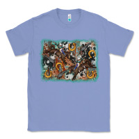 Colony Blue bucking bronco rodeo revolver western background Classic Tee - AdoDesignShop