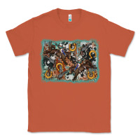 Copper bucking bronco rodeo revolver western background Classic Tee - AdoDesignShop