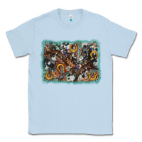 Dusty Blue bucking bronco rodeo revolver western background Classic Tee - AdoDesignShop