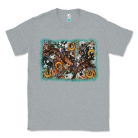 Heather Grey bucking bronco rodeo revolver western background Classic Tee - AdoDesignShop