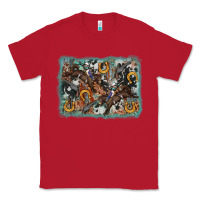Red bucking bronco rodeo revolver western background Classic Tee - AdoDesignShop