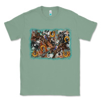 Sage bucking bronco rodeo revolver western background Classic Tee - AdoDesignShop