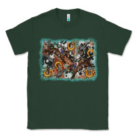 Sports Green bucking bronco rodeo revolver western background Classic Tee - AdoDesignShop