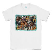 White bucking bronco rodeo revolver western background Classic Tee - AdoDesignShop