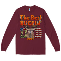 Burgundy The Best Bucking Dad Ever Long Sleeve Tee - LillyAllenDesigns