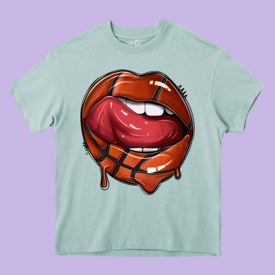 Sports Lips Basketball Heavy Core Tee Designed By Texasbilliewilder