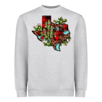 Cactus Christmas Texas Map Heavyweight Sweatshirt | Teevron