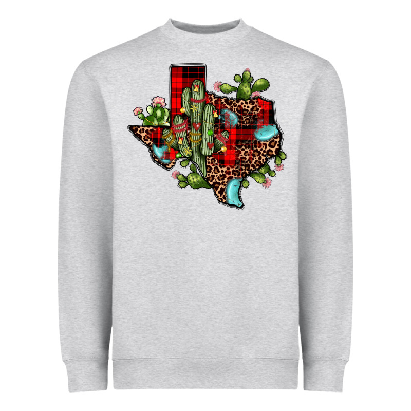 Cactus Christmas Texas Map Heavyweight Sweatshirt by JahusDesignShop | Teevron