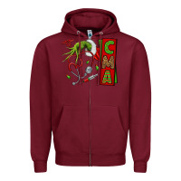 Burgundy grinch hand cma nurse Zipper Hoodie - NancyCooperArtShop