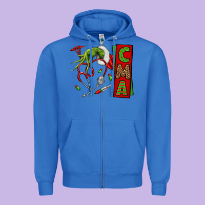 Grinch Hand Cma Nurse Zipper Hoodie Designed By Nancycooperartshop