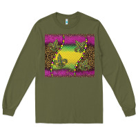 Army Green mardi gras  leopard pink glitter Long Sleeve Tee - BarkalooDesign