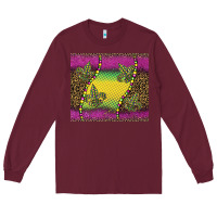 Burgundy mardi gras  leopard pink glitter Long Sleeve Tee - BarkalooDesign