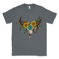Charcoal Heather boho bullskull with sunflower and gemstone Classic Tee - Artiststas