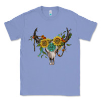 Colony Blue boho bullskull with sunflower and gemstone Classic Tee - Artiststas