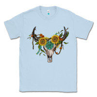 Boho Bullskull With Sunflower And Gemstone Classic Tee | Teevron