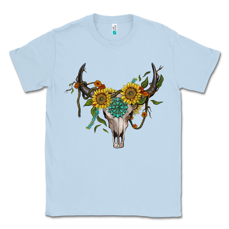 Boho Bullskull With Sunflower And Gemstone Classic Tee by Artiststas | Teevron