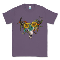 Lavender boho bullskull with sunflower and gemstone Classic Tee - Artiststas