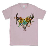 Lilac boho bullskull with sunflower and gemstone Classic Tee - Artiststas