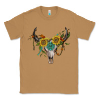 Toasted Coconut boho bullskull with sunflower and gemstone Classic Tee - Artiststas