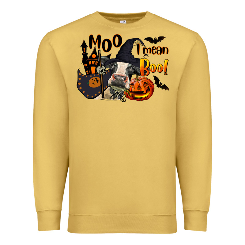 Moo I Mean Boo Holstein Cow Premium Sweatshirt by LillyAllenDesigns | Teevron