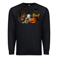 Black Moo I Mean Boo Holstein Cow Premium Sweatshirt - LillyAllenDesigns