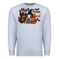 Heather Grey Moo I Mean Boo Holstein Cow Premium Sweatshirt - LillyAllenDesigns