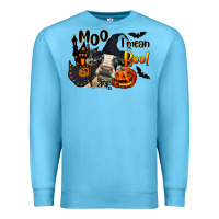 Ocean Blue Moo I Mean Boo Holstein Cow Premium Sweatshirt - LillyAllenDesigns