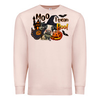 Pale Pink Moo I Mean Boo Holstein Cow Premium Sweatshirt - LillyAllenDesigns
