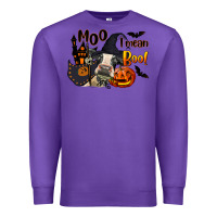Purple Moo I Mean Boo Holstein Cow Premium Sweatshirt - LillyAllenDesigns