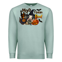 Seafoam Moo I Mean Boo Holstein Cow Premium Sweatshirt - LillyAllenDesigns