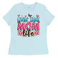 Baby Blue livin' that mom life Ladies Tee - JahusDesignShop