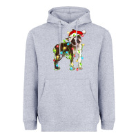 Heather Grey christmas chocolate boston terrier Heavyweight Hoodie - LillyAllenDesigns