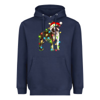 Navy christmas chocolate boston terrier Heavyweight Hoodie - LillyAllenDesigns