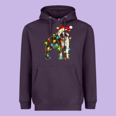 Christmas Chocolate Boston Terrier Heavyweight Hoodie Designed By Lillyallendesigns