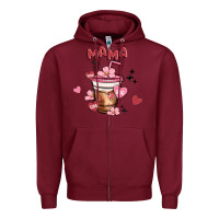 Burgundy mama coffee cups Zipper Hoodie - MaliasSmallBusiness