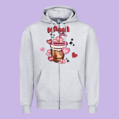 Mama Coffee Cups Zipper Hoodie Designed By Maliassmallbusiness
