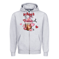 Heather Grey mama coffee cups Zipper Hoodie - MaliasSmallBusiness