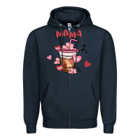 Navy mama coffee cups Zipper Hoodie - MaliasSmallBusiness