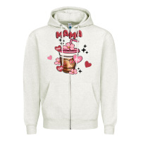 Oatmeal Heather mama coffee cups Zipper Hoodie - MaliasSmallBusiness
