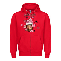 Red mama coffee cups Zipper Hoodie - MaliasSmallBusiness