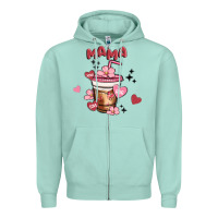 Seafoam mama coffee cups Zipper Hoodie - MaliasSmallBusiness