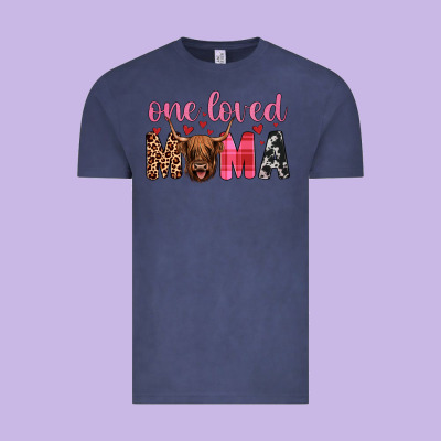 Highland Cow One Loved Mama Vintage Tee Designed By Jahusdesignshop
