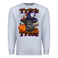 Heather Grey Trick Or Treat Black Angus Heifer Premium Sweatshirt - LillyAllenDesigns